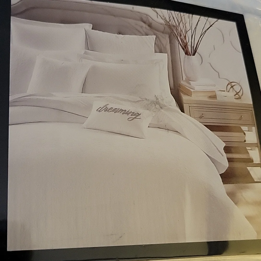 Charter Club Damask Collection White Tile Matelasse Full/Queen Duvet Cover New…